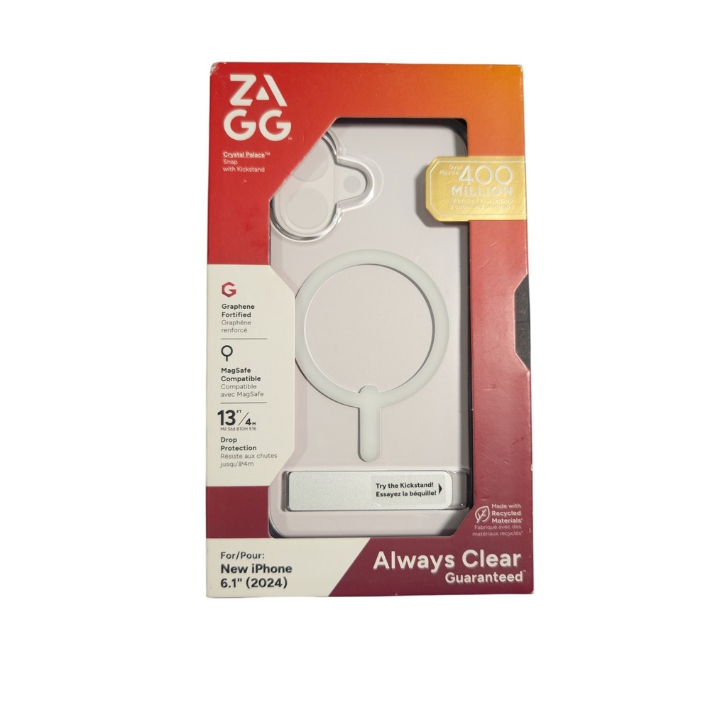 K2-O ZAGG‎ Crystal Palace Snap MagSafe Kickstand Case iPhone 16 - Clear ⬇